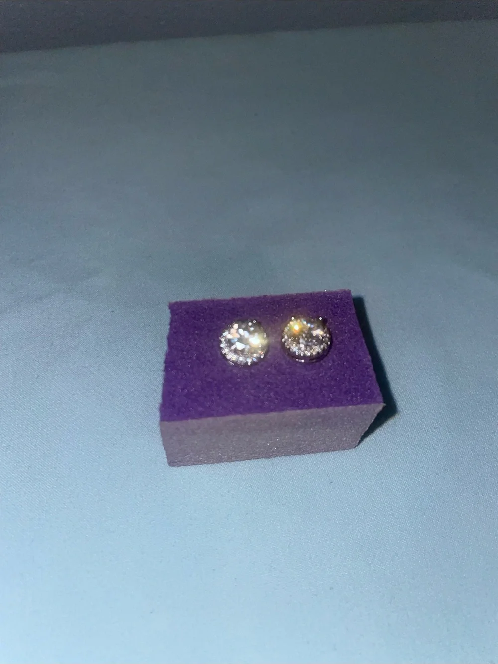 Men's Round Halo Stud Earrings - White Cubic Zirconia 6.5mm